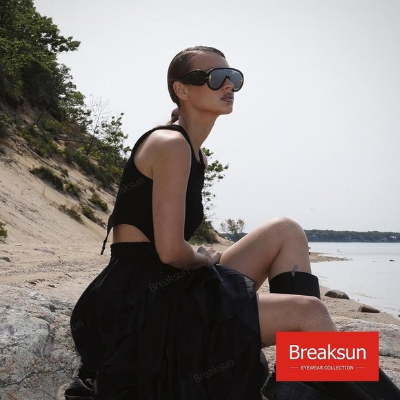 Women Fashion Wave Mask Oversized Silver Mirrored Futuristic Shield Sun Glasses main image 4
